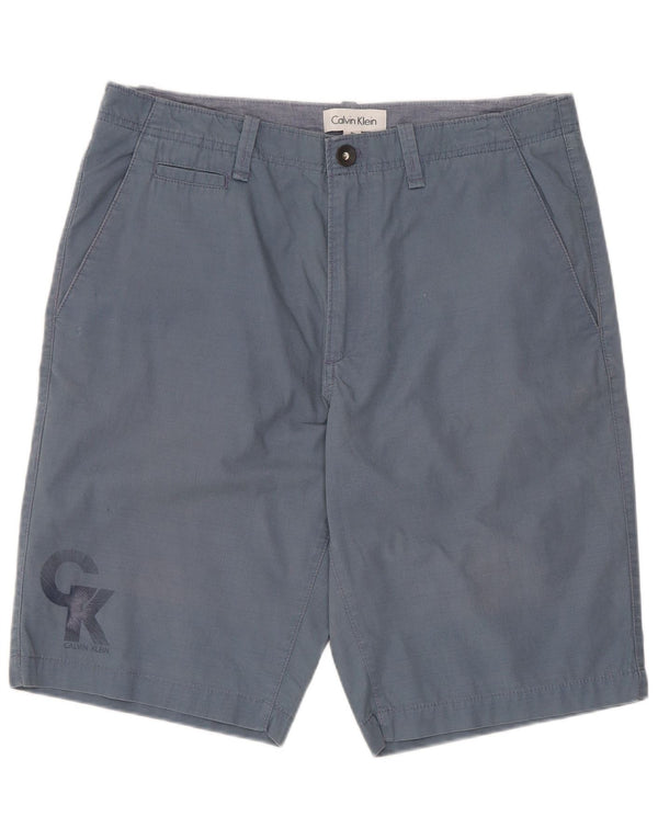 Calvin Klein Mens Graphic Chino Shorts Médio W31 Azul Algodão