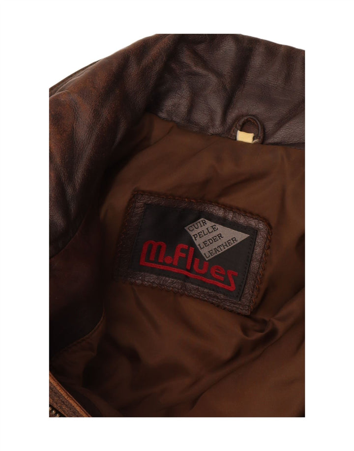 Jaqueta masculina de couro M. Flues Loose Fit Reino Unido 38 Couro Marrom Médio