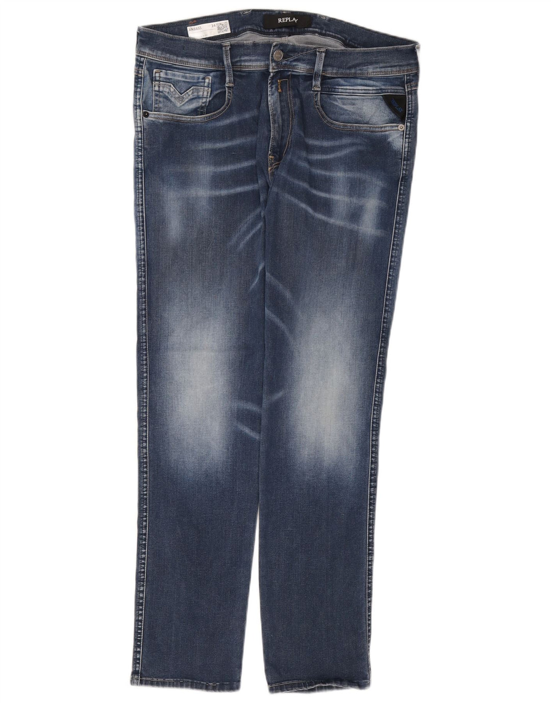 REPLAY Masculino Anbass Slim Jeans W34 L30 Azul Algodão