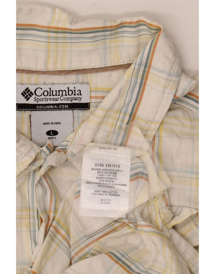 Columbia Camisa masculina de manga curta grande algodão xadrez branco