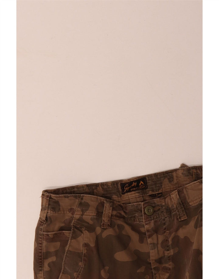 Shorts cargo masculino SUPERDRY W32 algodão camuflado marrom médio