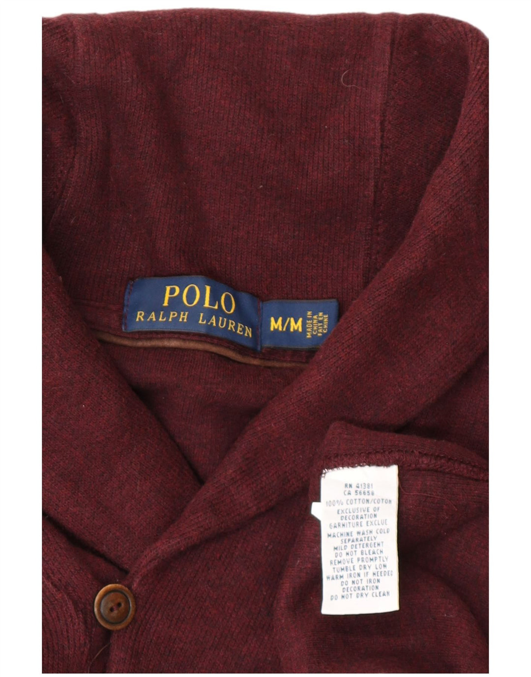Suéter masculino POLO RALPH LAUREN com gola xale, algodão médio borgonha