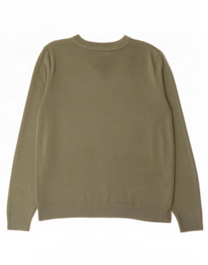 Suéter masculino Marks & Spencer com decote em V acrílico verde médio