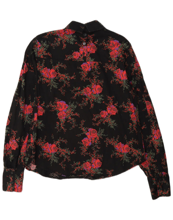 & Other Stories Blusa feminina manga comprida top UE 36 pequena floral preta