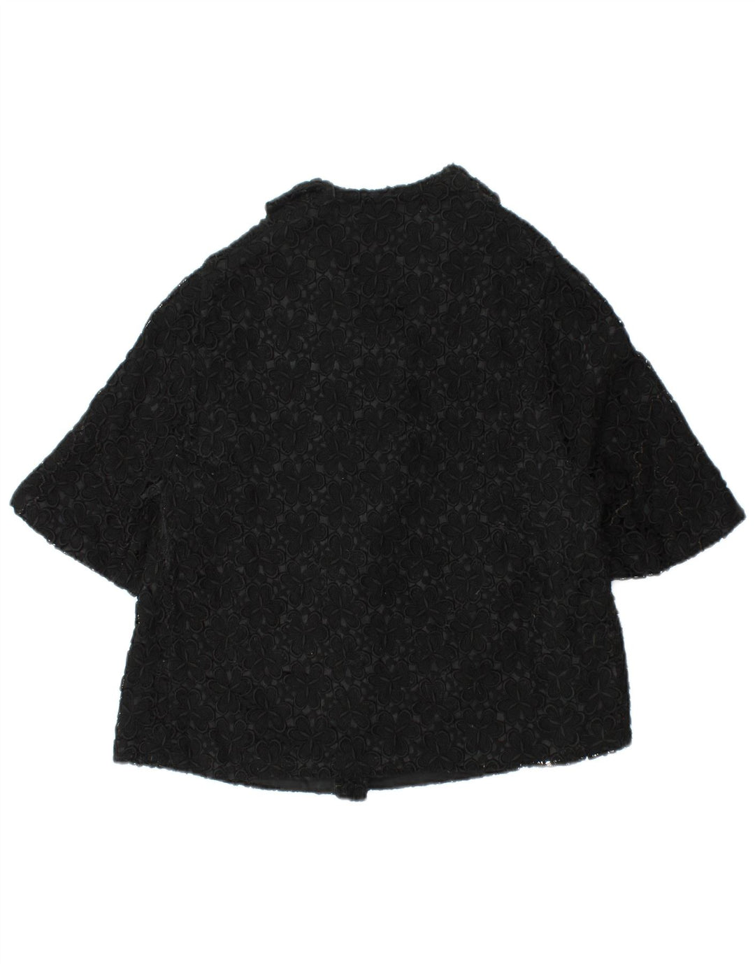 Jaqueta blazer feminina VINTAGE de manga curta Reino Unido 12 médio preto floral