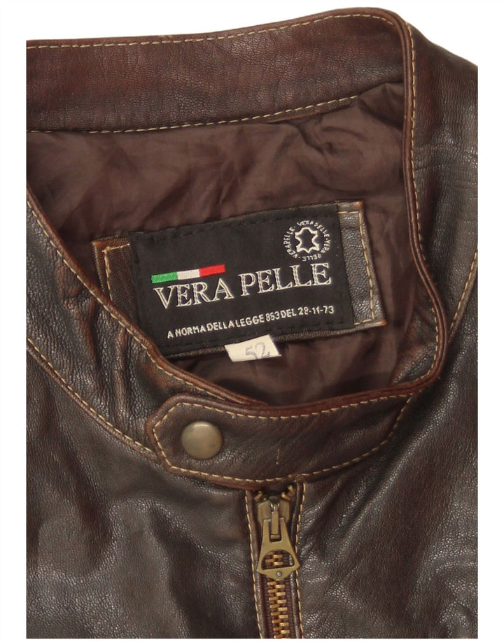 Jaqueta de couro masculina vintage IT 52 XL couro marrom