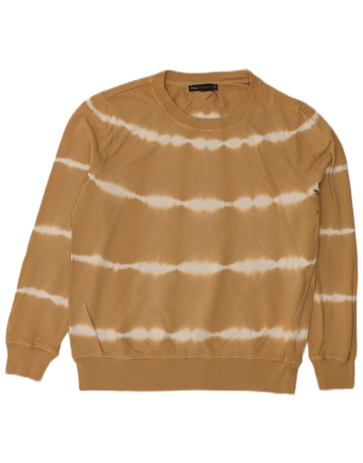 Suéter feminino Marks & Spencer UK 12 algodão listrado bege médio