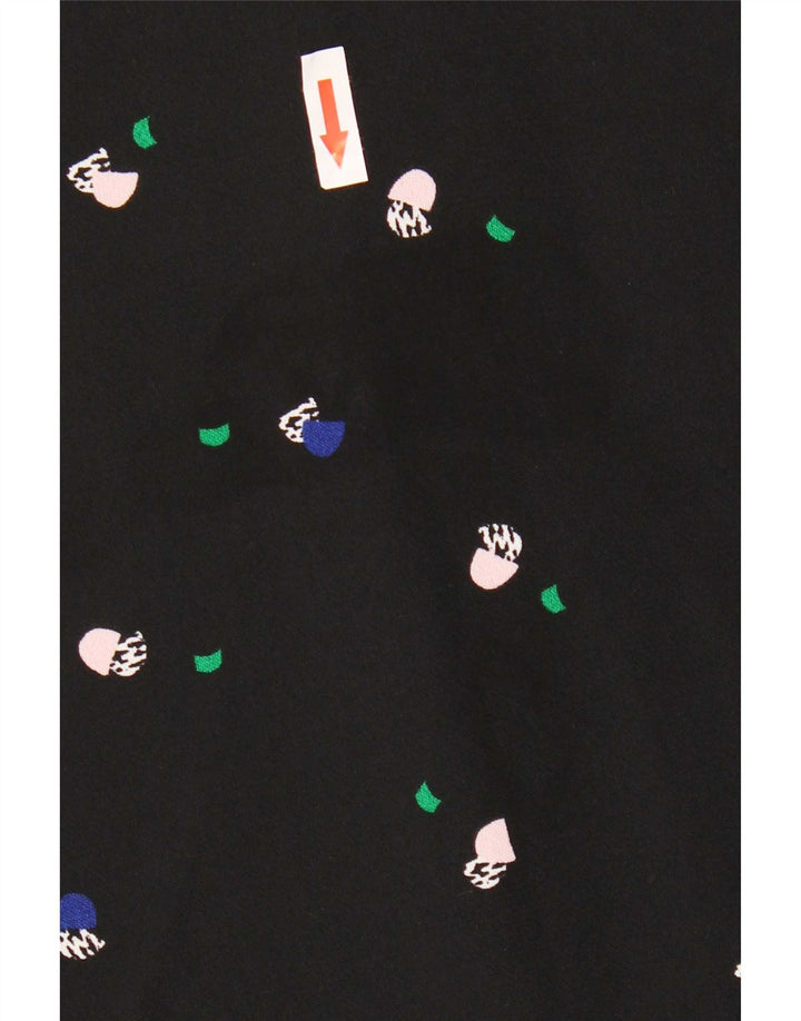 Vestido feminino Marks & Spencer com padrão abstrato linha A Reino Unido 10 pequeno preto