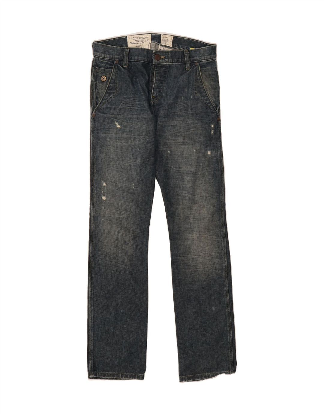 WRANGLER Womens Spencer Distressed Relaxed Fit Tapered Jeans W30 L34 Blue Vintage Wrangler and Second-Hand Wrangler from Messina Hembry 