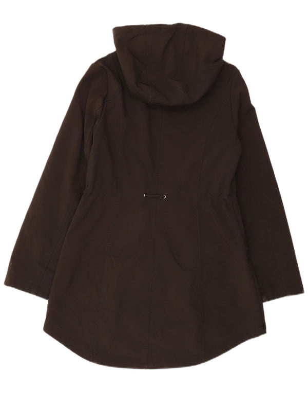 Casaco corta-vento feminino com capuz French Connection UK 10 pequeno preto