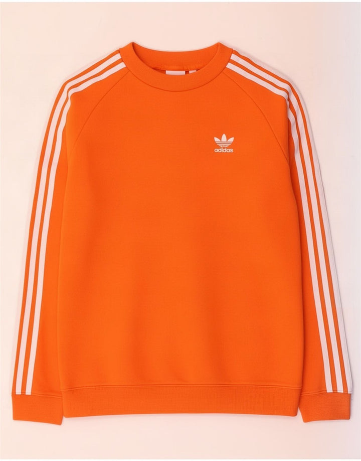 Adidas Womens Sweatshirt Jumper UK 14 Médio Laranja Algodão