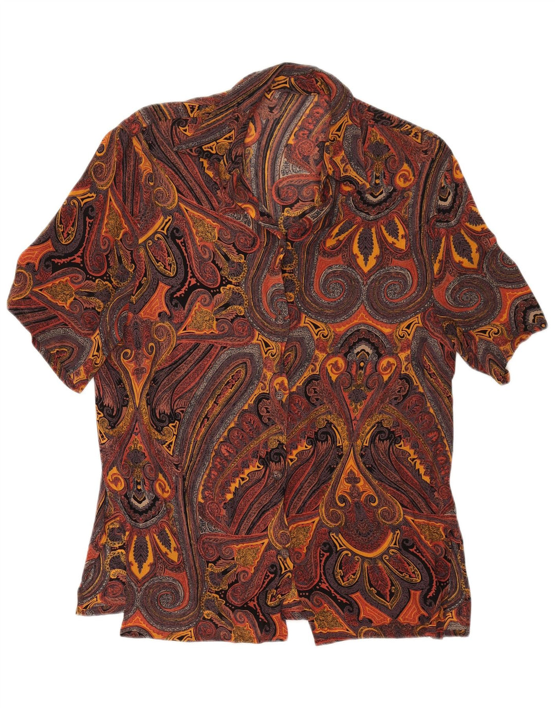 Blusa feminina VINTAGE de manga curta Reino Unido 16 grande paisley multicolorida