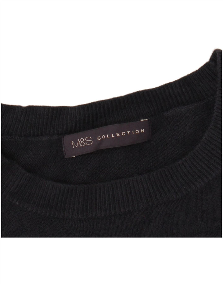 Suéter feminino Marks & Spencer com gola redonda Reino Unido 14 médio azul marinho