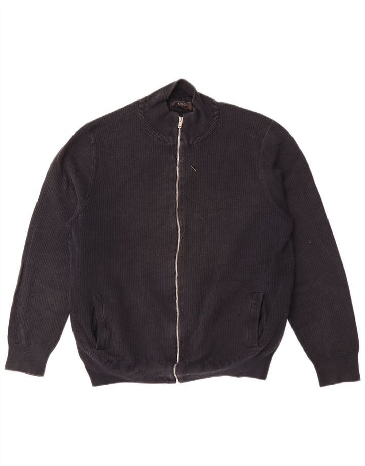 Suéter cardigã masculino Marks & Spencer grande algodão preto
