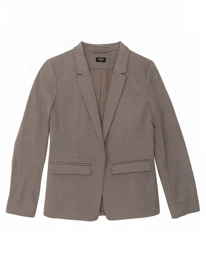 Jaqueta blazer aberta feminina Oasis UK 12 poliéster cinza médio
