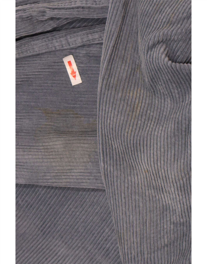 Zara Camisa masculina de veludo cotelê azul médio algodão
