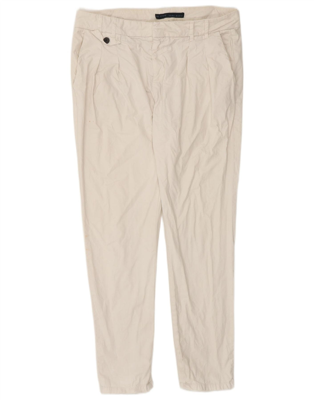 Zara Calça Chino Feminina Slim Médio W32 L30 Algodão Branco