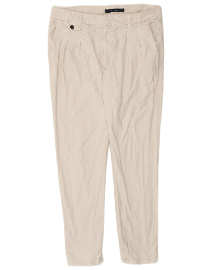 Zara Calça Chino Feminina Slim Médio W32 L30 Algodão Branco