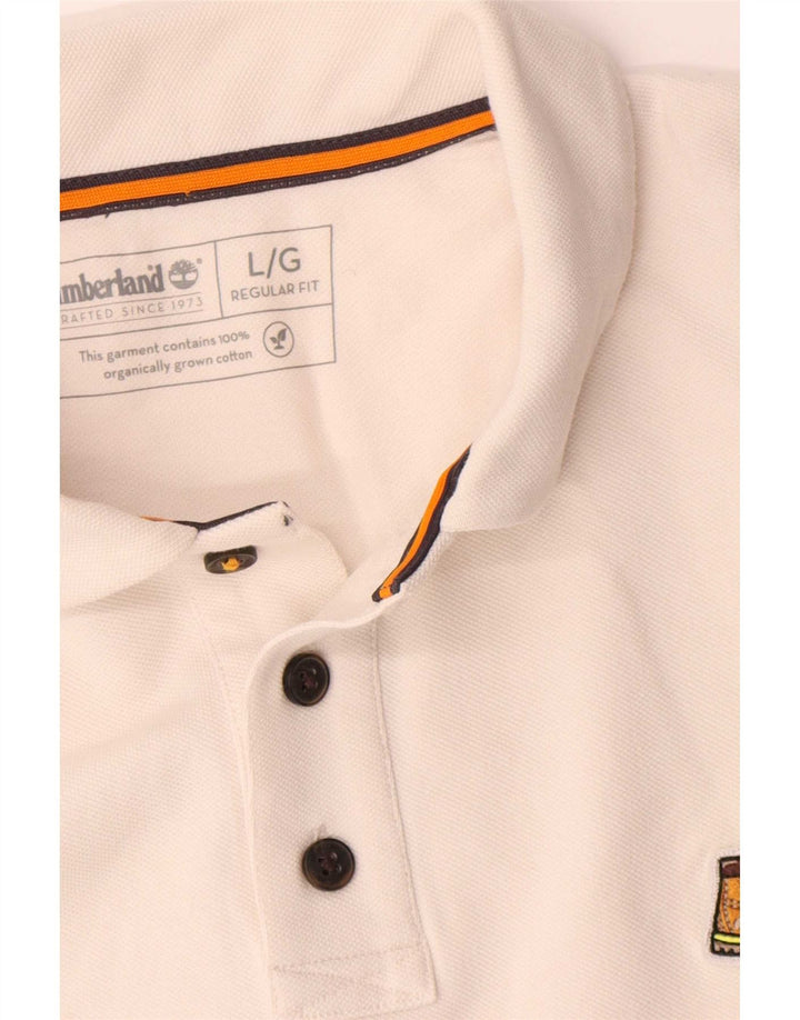 Camisa polo masculina Timberland Regular Fit grande algodão branco