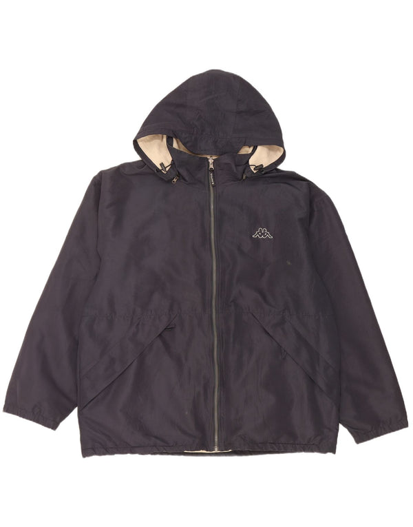 Jaqueta masculina reversível com capuz Kappa UK 40 grande poliéster azul marinho