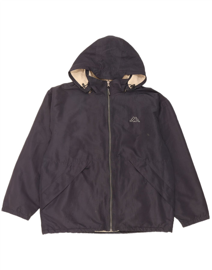 Jaqueta masculina reversível com capuz Kappa UK 40 grande poliéster azul marinho