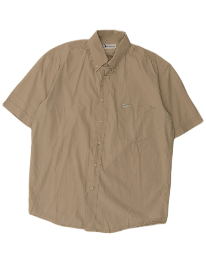 Camisa masculina de manga curta Sergio Tacchini grande algodão cáqui