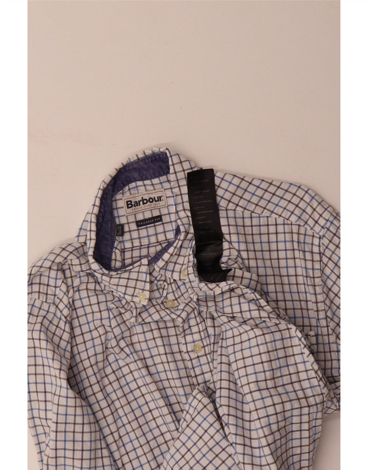 Camisa masculina sob medida BARBOUR 2XL algodão xadrez branco