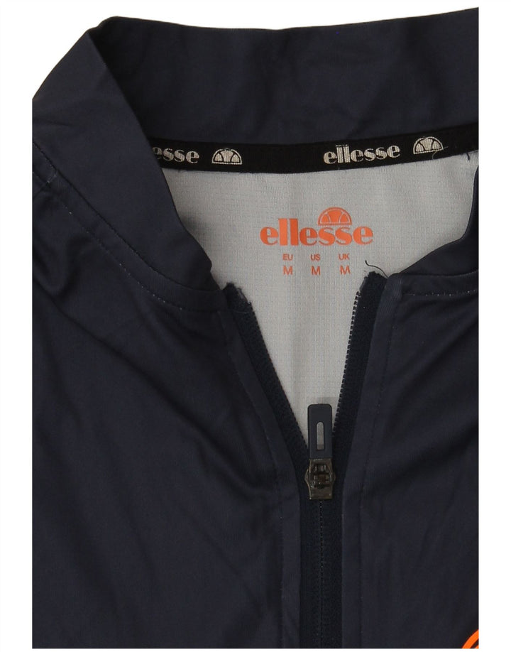 Pulôver masculino Ellesse com zíper e gola em bloco colorido azul marinho médio
