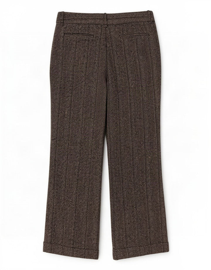 Zara Calça feminina casual bootcut EU 40 Médio W30 L30 cinza espinha de peixe