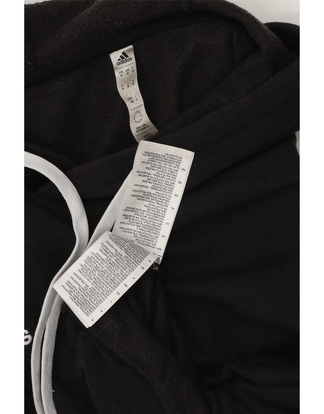 Adidas Mens Hoodie Jumper Médio Algodão Preto