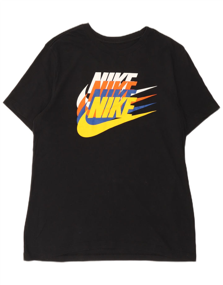 Camiseta Nike masculina gráfica grande de algodão preto