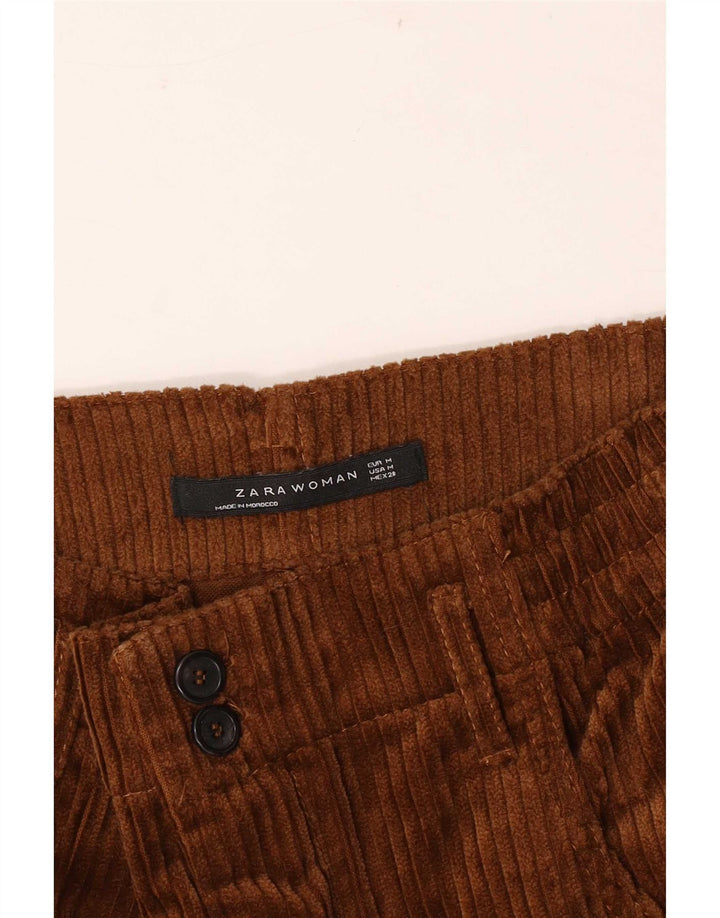 Zara Calça feminina de veludo cotelê médio W28 L24 marrom