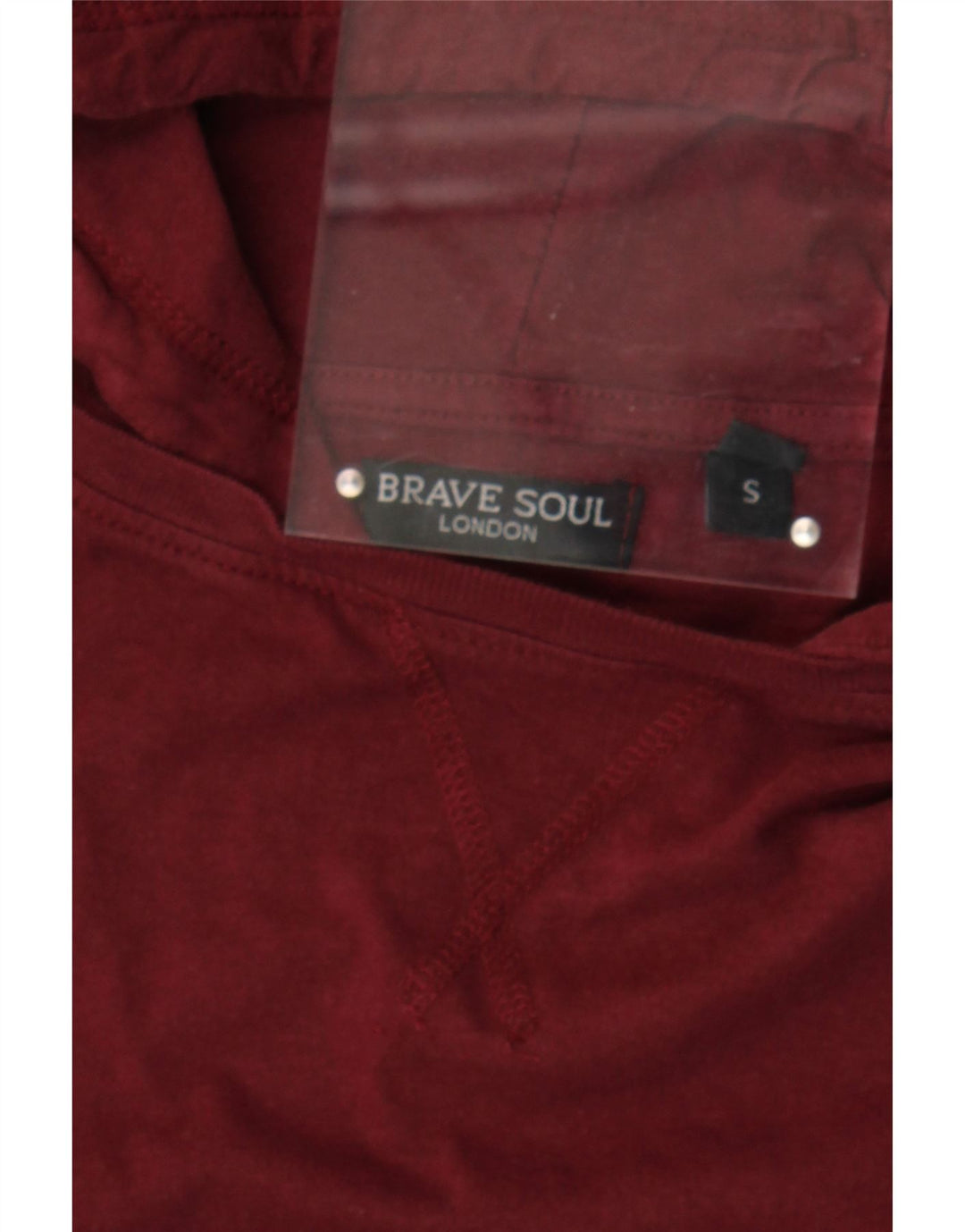 BRAVE SOUL Mens Hoodie Jumper  Small Burgundy Cotton Vintage Brave Soul and Second-Hand Brave Soul from Messina Hembry 