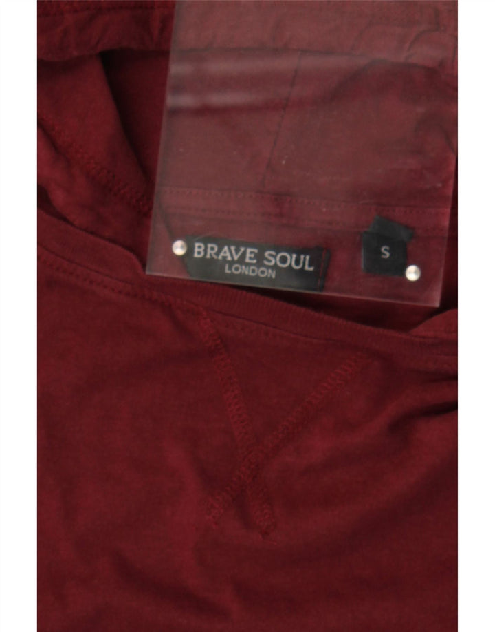 BRAVE SOUL Mens Hoodie Jumper  Small Burgundy Cotton Vintage Brave Soul and Second-Hand Brave Soul from Messina Hembry 