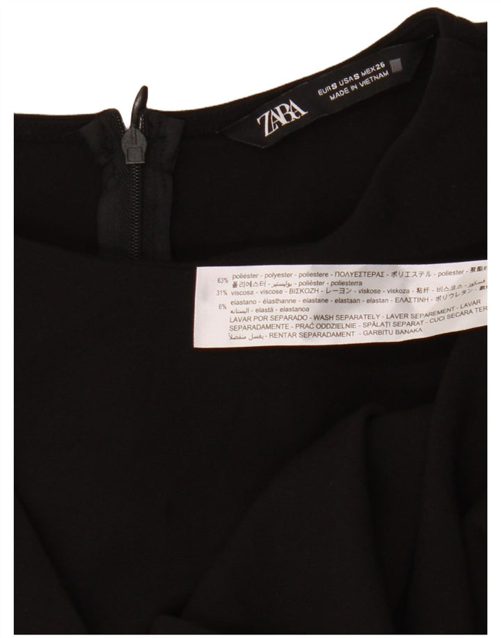 Vestido feminino Zara com bainha de manga comprida Reino Unido 8 pequeno poliéster preto