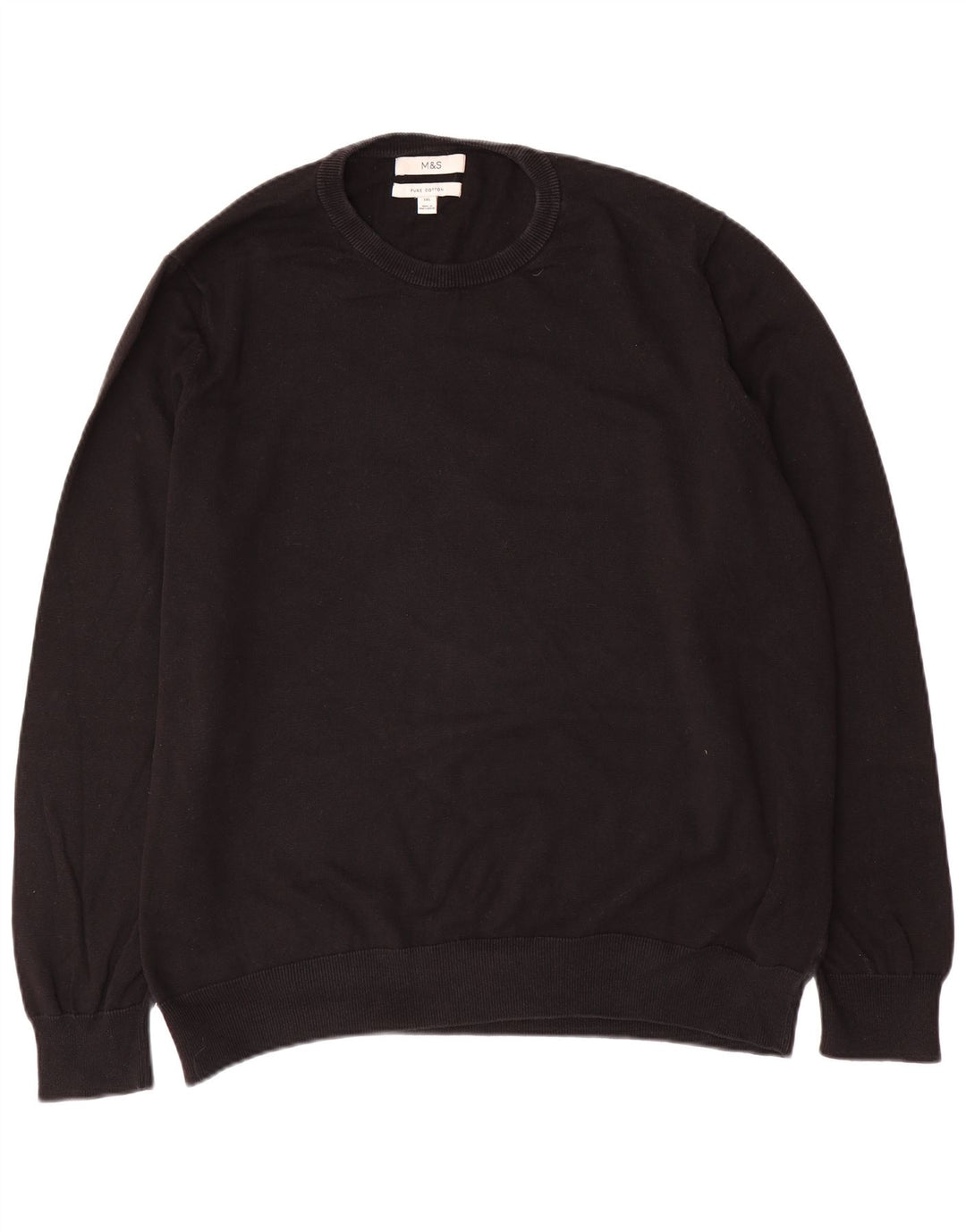 Suéter masculino Marks & Spencer com gola redonda 3XL algodão preto