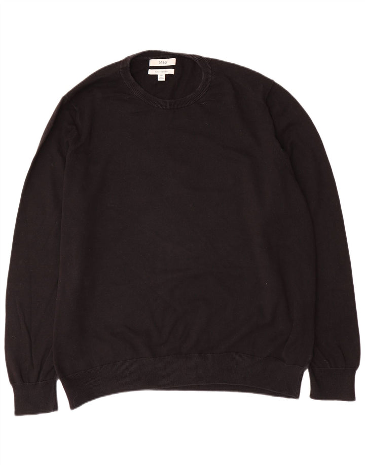 Suéter masculino Marks & Spencer com gola redonda 3XL algodão preto