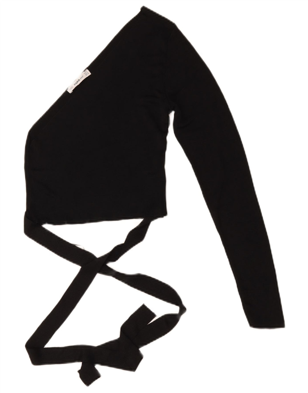 Zara Womens Crop One Ombro Top UK 12 Medium Black Viscose
