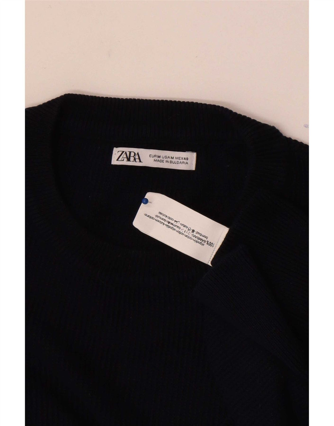 Zara Suéter masculino com gola redonda médio azul marinho