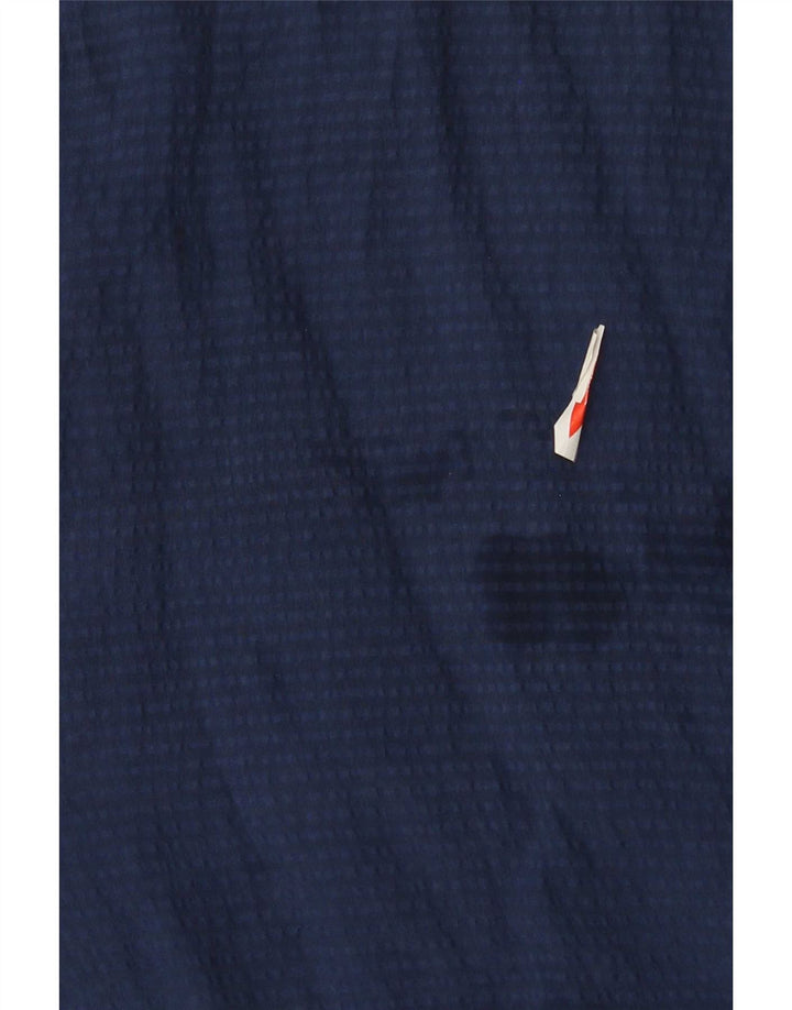Camisa masculina vintage de manga curta média azul marinho seda