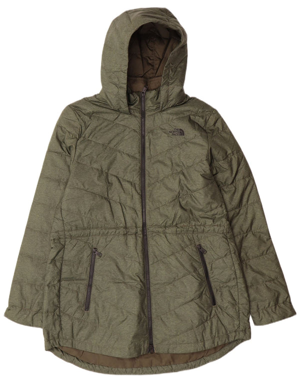Casaco acolchoado com capuz feminino The North Face UK 18 XL cáqui poliéster moderno