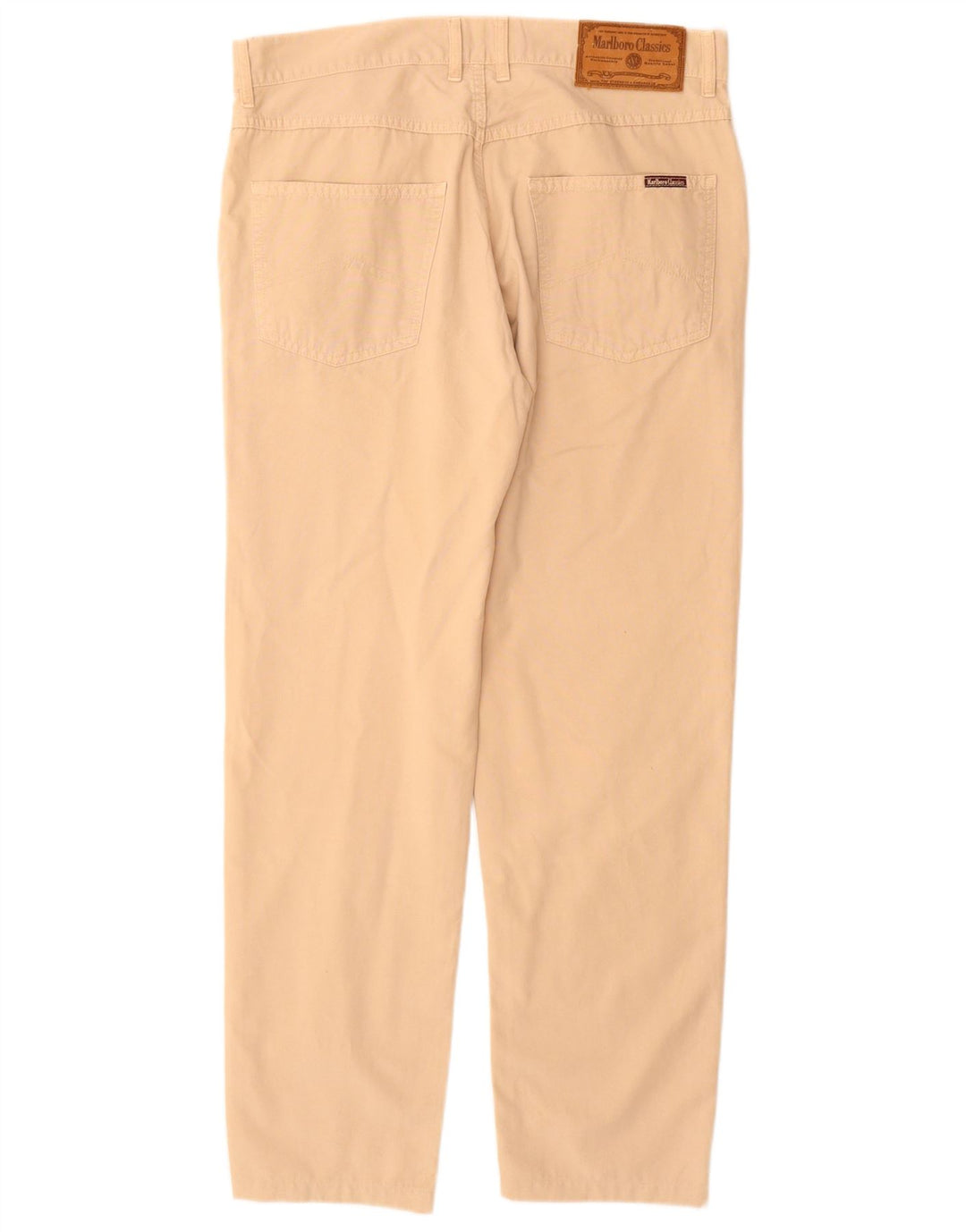 MARLBORO CLASSICS Calça masculina reta casual W34 L30 algodão bege
