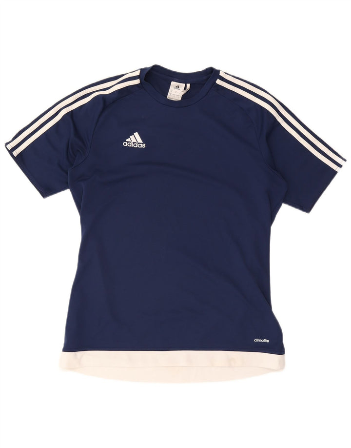 ADIDAS Mens Climalite T-Shirt Top Médio Azul Marinho Colourblock Poliéster