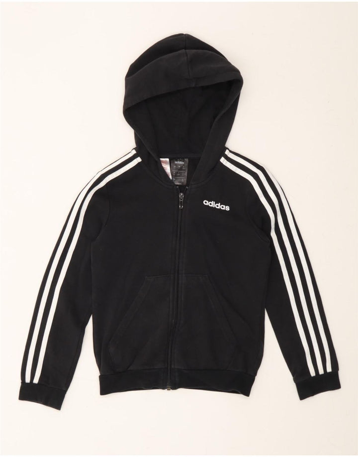 ADIDAS Boys Zip Hoodie Sweater 9-10 Years Black Cotton Vintage Adidas and Second-Hand Adidas from Messina Hembry 
