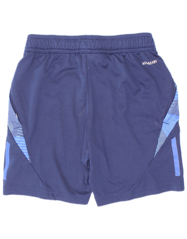 Shorts esportivos Adidas Aeroready para meninos 9-10 anos azul marinho colorblock
