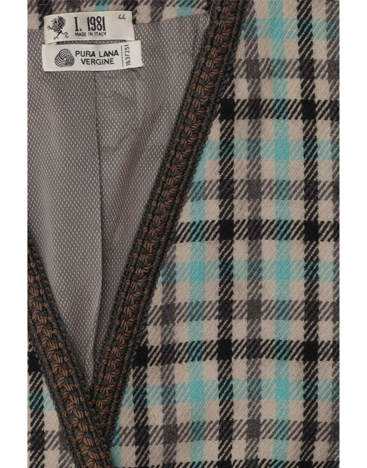 Jaqueta blazer feminina vintage com 3 botões IT 44 xadrez médio multicolorido