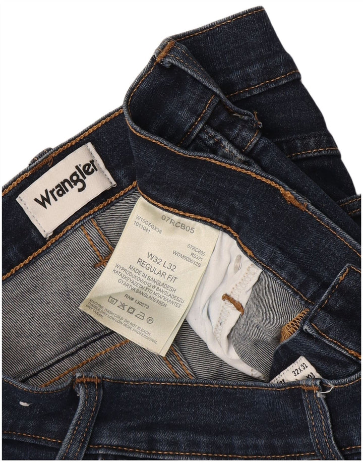 Wrangler Mens Regular Fit Straight Jeans W32 L32 Azul Marinho Algodão