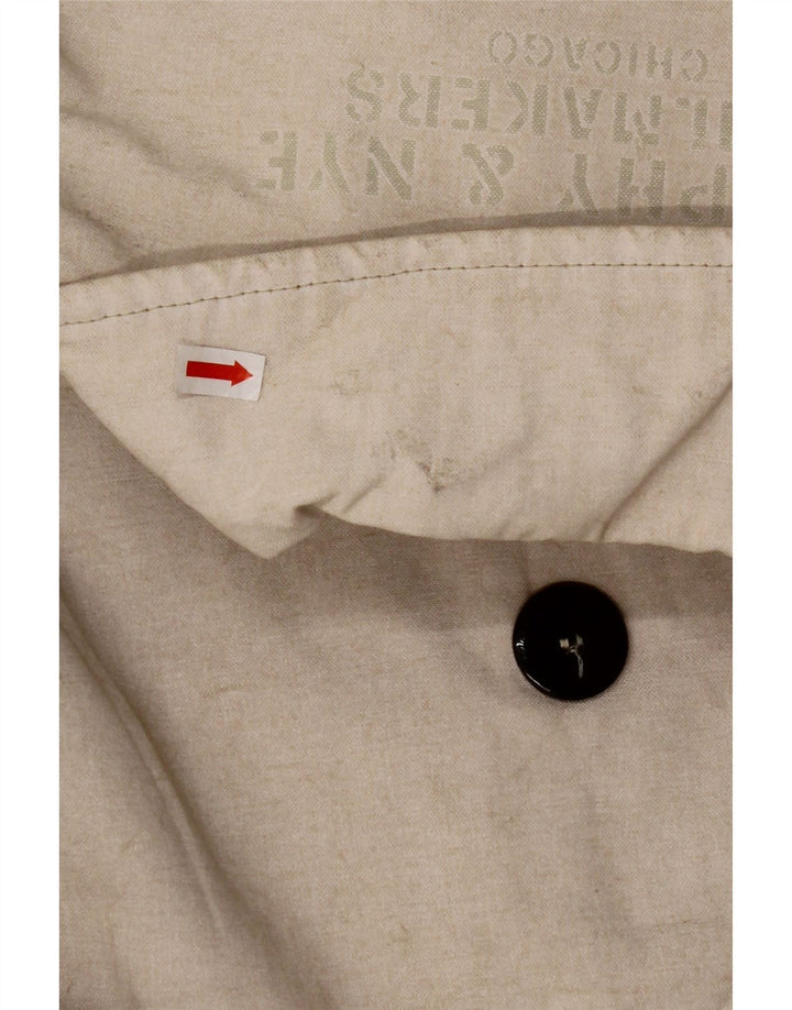 Casaco feminino MURPHY & NYE com peito duplo Reino Unido 14 algodão bege médio