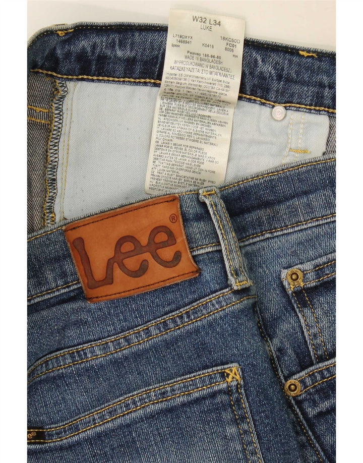Lee Womens Luke Slim Jeans W32 L28 Azul Algodão