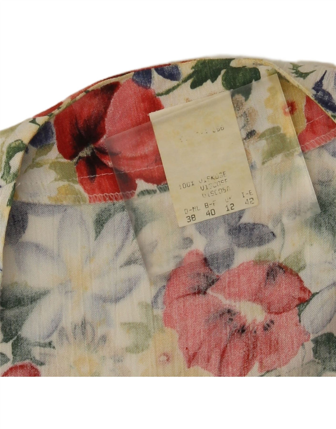 Blusa feminina vintage vintage UK 12 viscose floral multicolorida média